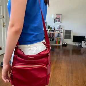 Tumi Voyageur Red Nylon Crossbody Bag
